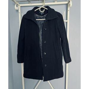Lands End Wool Black Coat Woman 2P Winter Preppy Work Outdoor